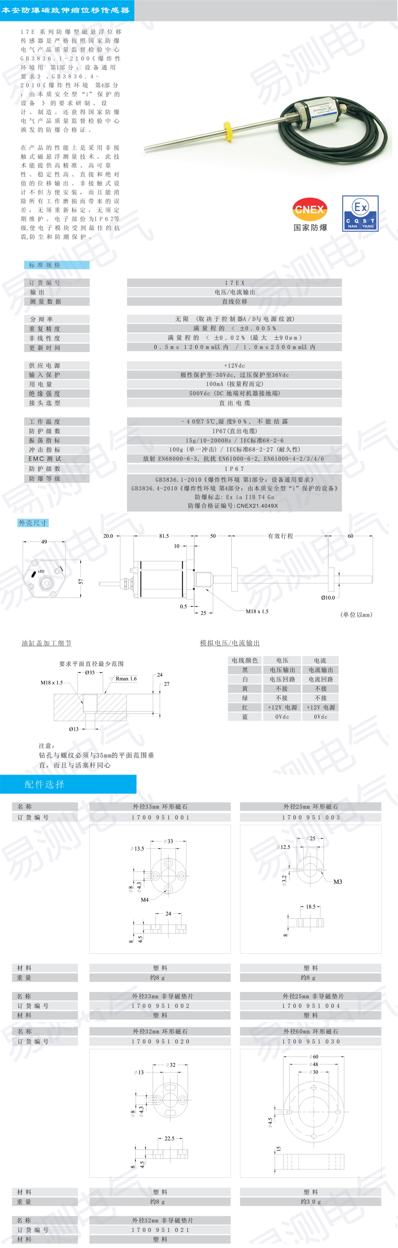 本案防爆磁致伸縮位移傳感器 本案防爆磁致伸縮位移傳感器